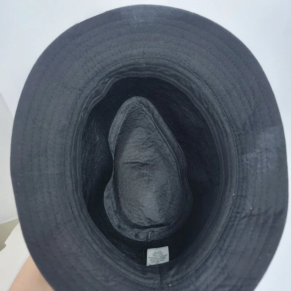 Mens Black Short‎ Brimmed Fedora Hat Cap Edgy Punk Skull Androgynous
